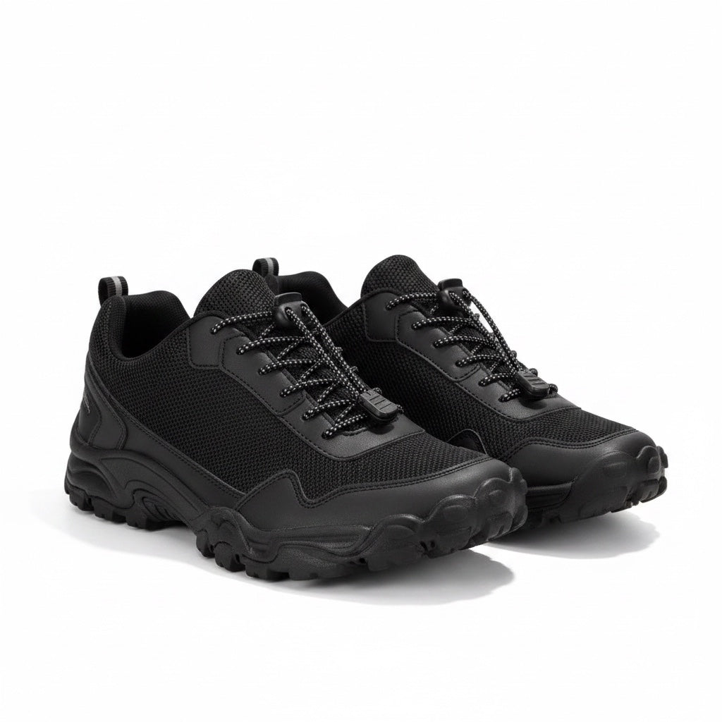 Black mens Barefoot shoes with black soles and laces