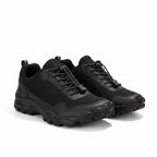 Black mens Barefoot shoes with black soles and laces
