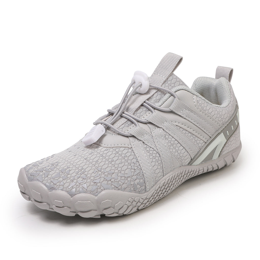 Grey children's barefoot shoes with wide toe for natural movement