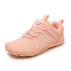 Orange athletic shoe.