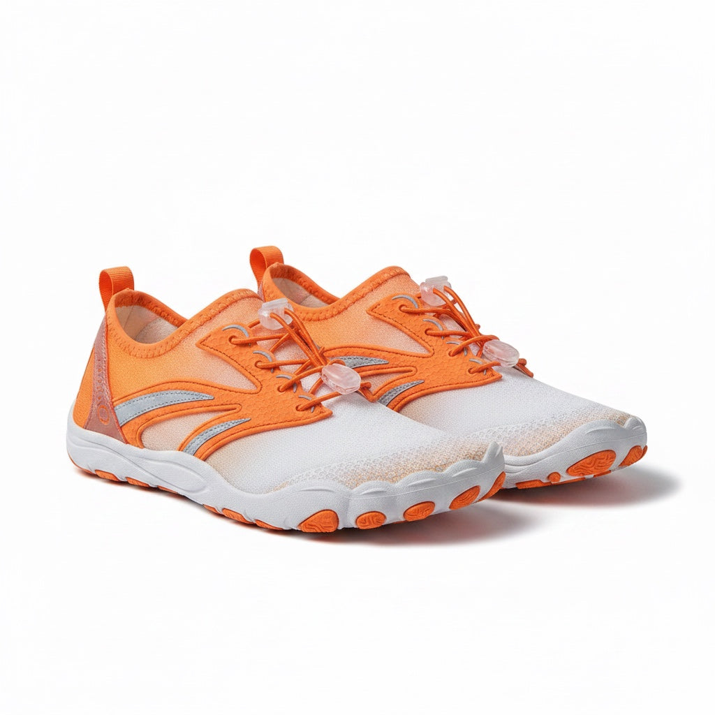 Orange Athletic shoes with wide toe perfect for fitness, wide toe for foot health and natural movement 