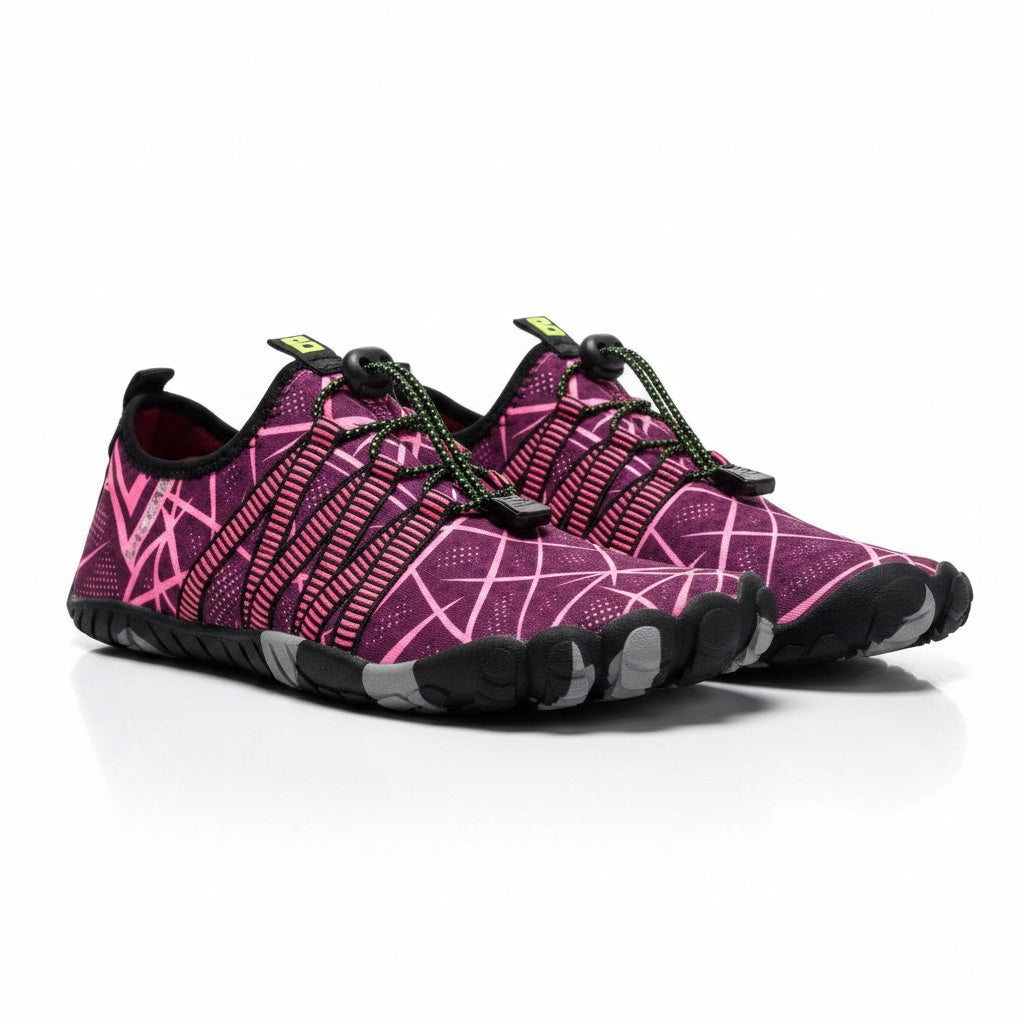 Purple Trail Flex barefoot unisex shoes with black sole. Wide toe for natural movement and maximum comfort for all day use.