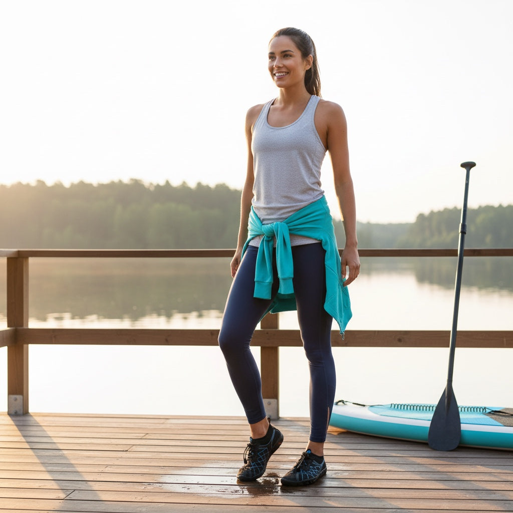 Black and blue barefoot shoes for natural movement. wide toe, waterproof