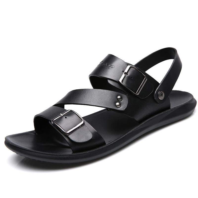 Black adjustable barefoot sandal showing minimalist design and flexible sole