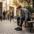 Black Barefoot shoes worn by model showing style and comfort