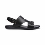 Black minimalist barefoot sandals with adjustable straps and flexible sole