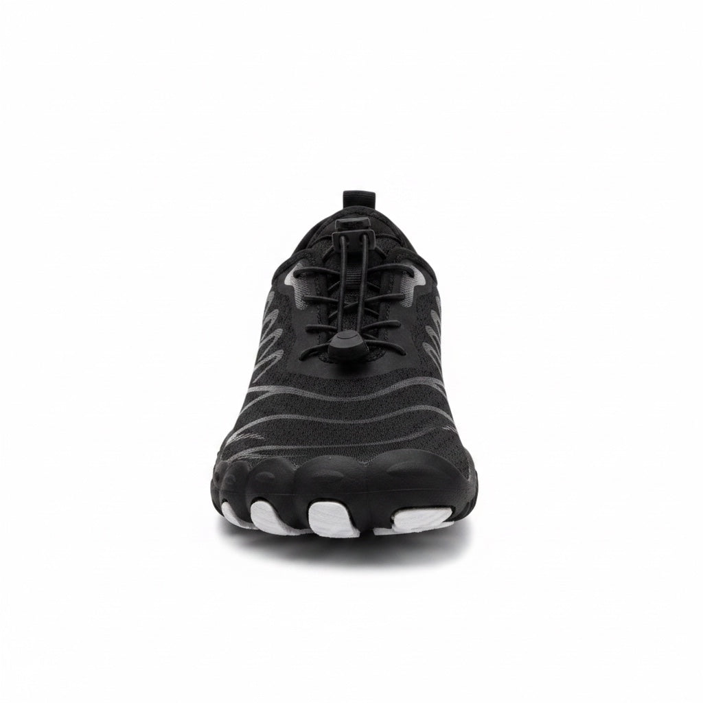 Front view highlighting the natural foot shaped design and spacious toe area.