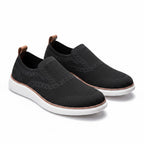Black loafers Slip On Shoes with white rubber sole