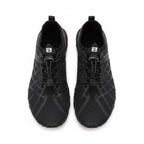 Black water shoes with Black laces looking from a top view
