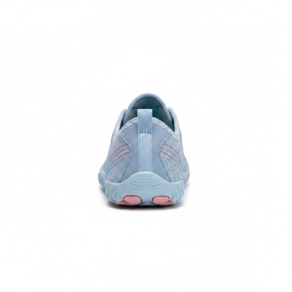 Rear view showing the heel construction and lightweight design.
