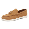Brown slip on loafer shoes