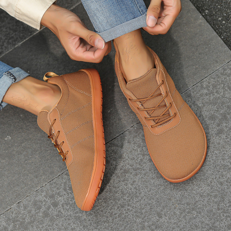 Brown Barefoot shoe been worn by a model