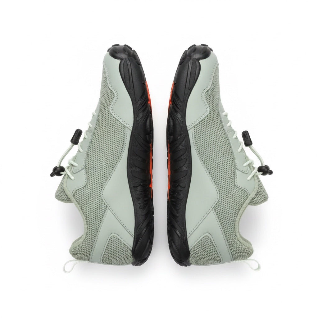 Green Barefoot Men's shoe on a side view.