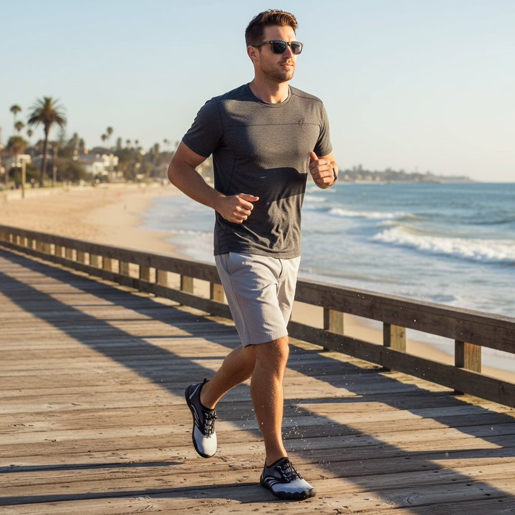 Grey barefoot shoes, perfect for fitness wide toe for comfort.