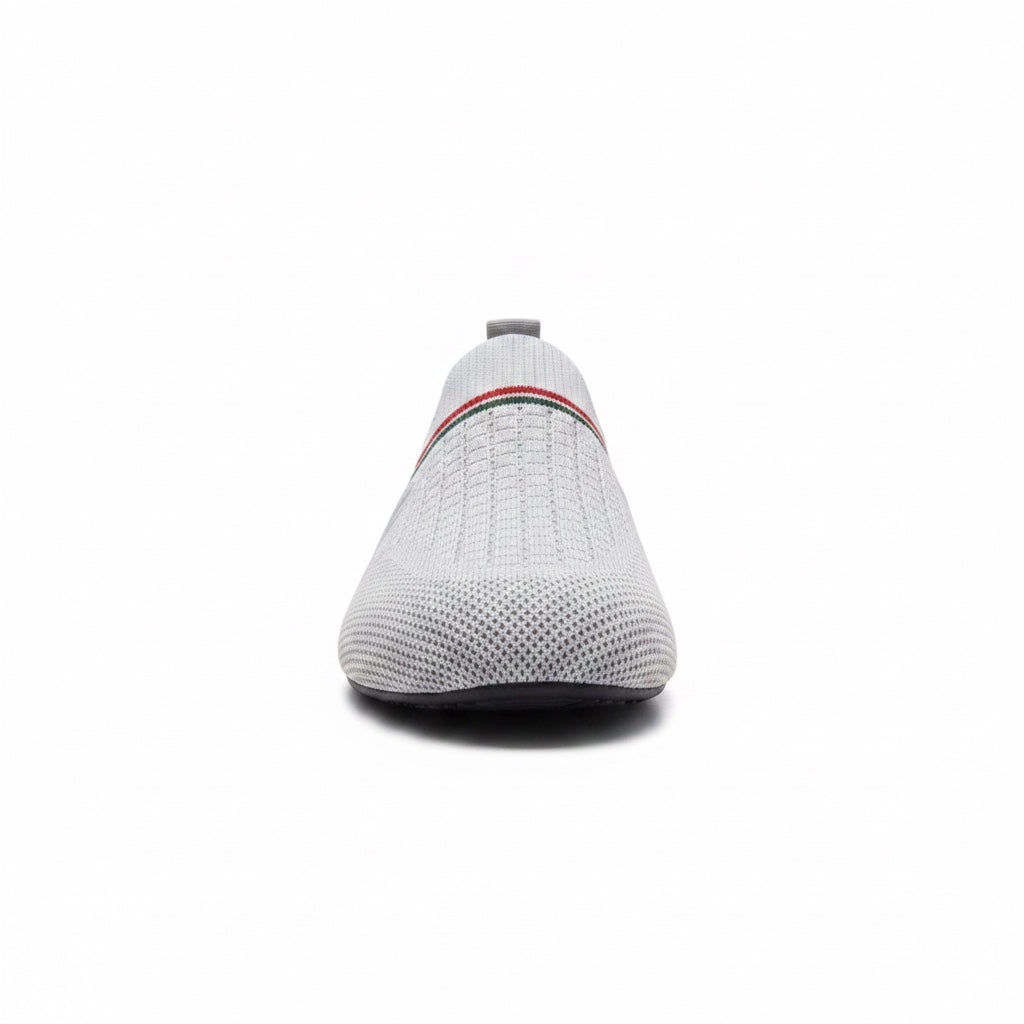 Front view of grey barefoot aqua water shoe