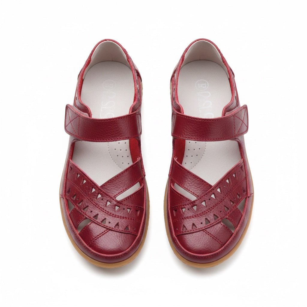 Orthopedic Sandals for women, blue with rubber sole, top view.
