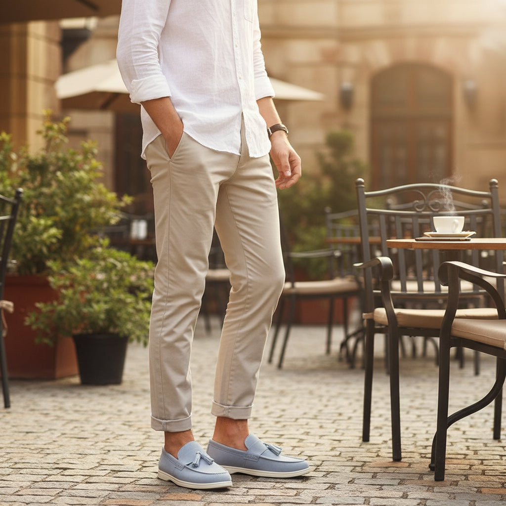 Light blue mens loafers perfect for everyday use. made for maximum comfort.