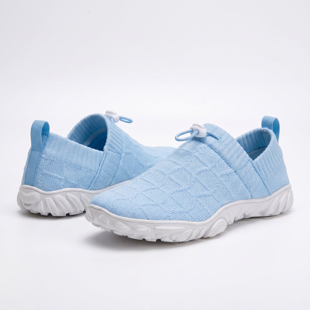 Men sky blue barefoot shoes with a white rubber sole