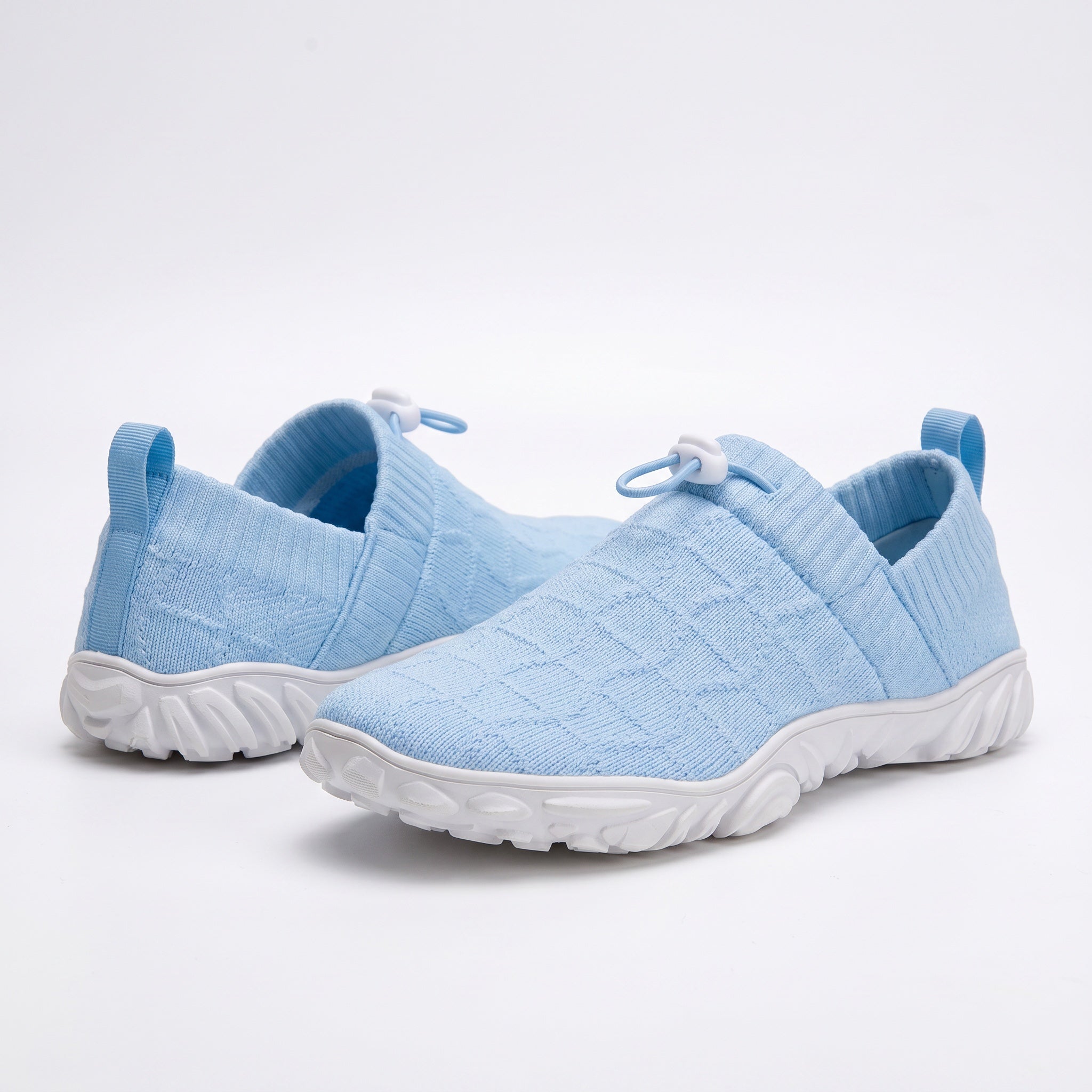 Men sky blue barefoot shoes with a white rubber sole