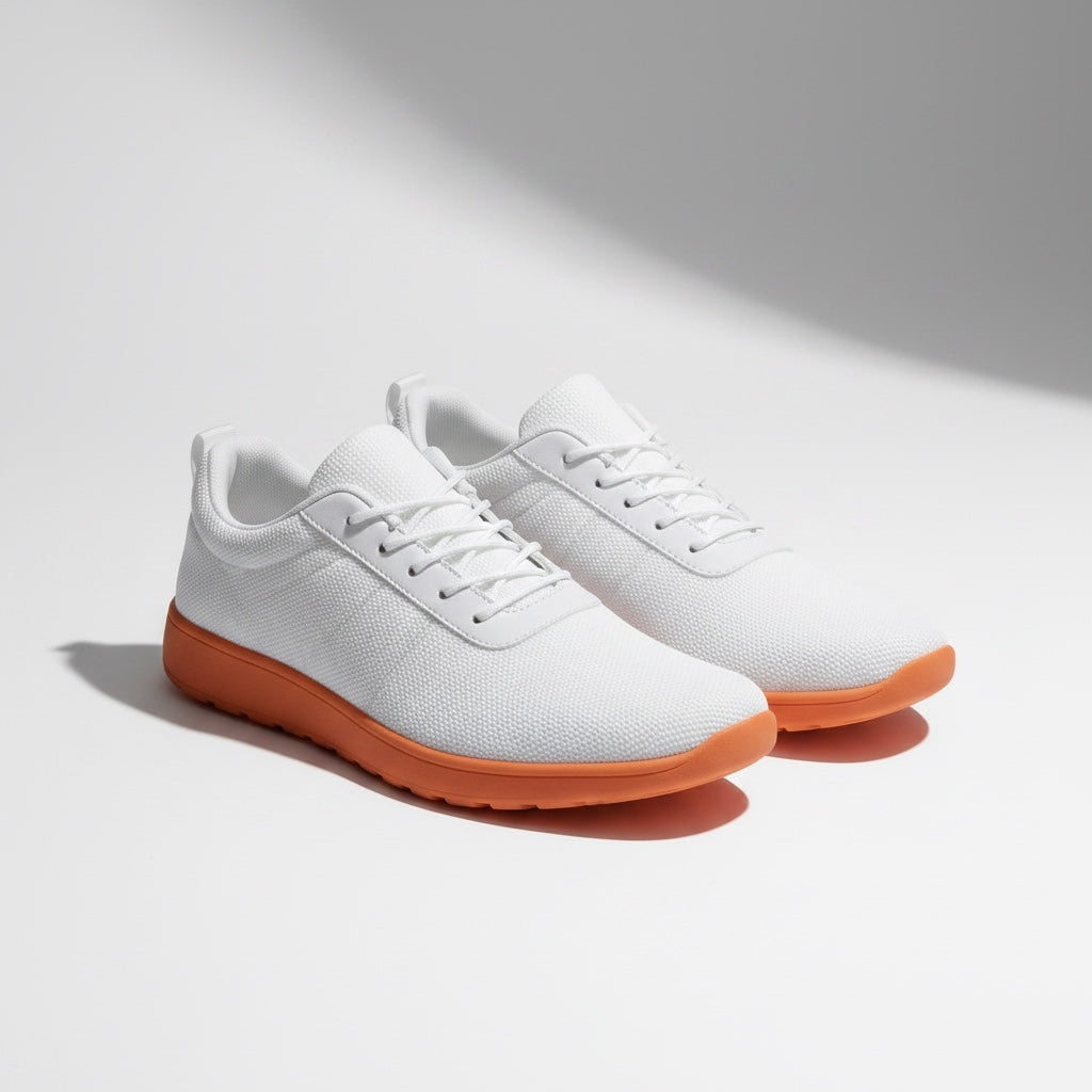 Barefoot knit shoes with a orange sole