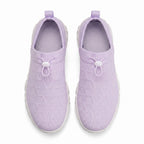 Purple shoe with white rubber with overview look