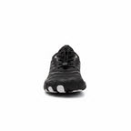 Front view of the black Veiro Nomad barefoot shoe showing the natural foot shaped design and spacious toe area.