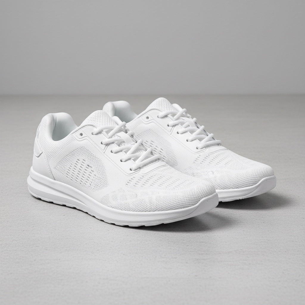 White Pulse barefoot shoe made with elegant knit finish with white sole and laces. This unisex shoe has wide toe for extra movement 