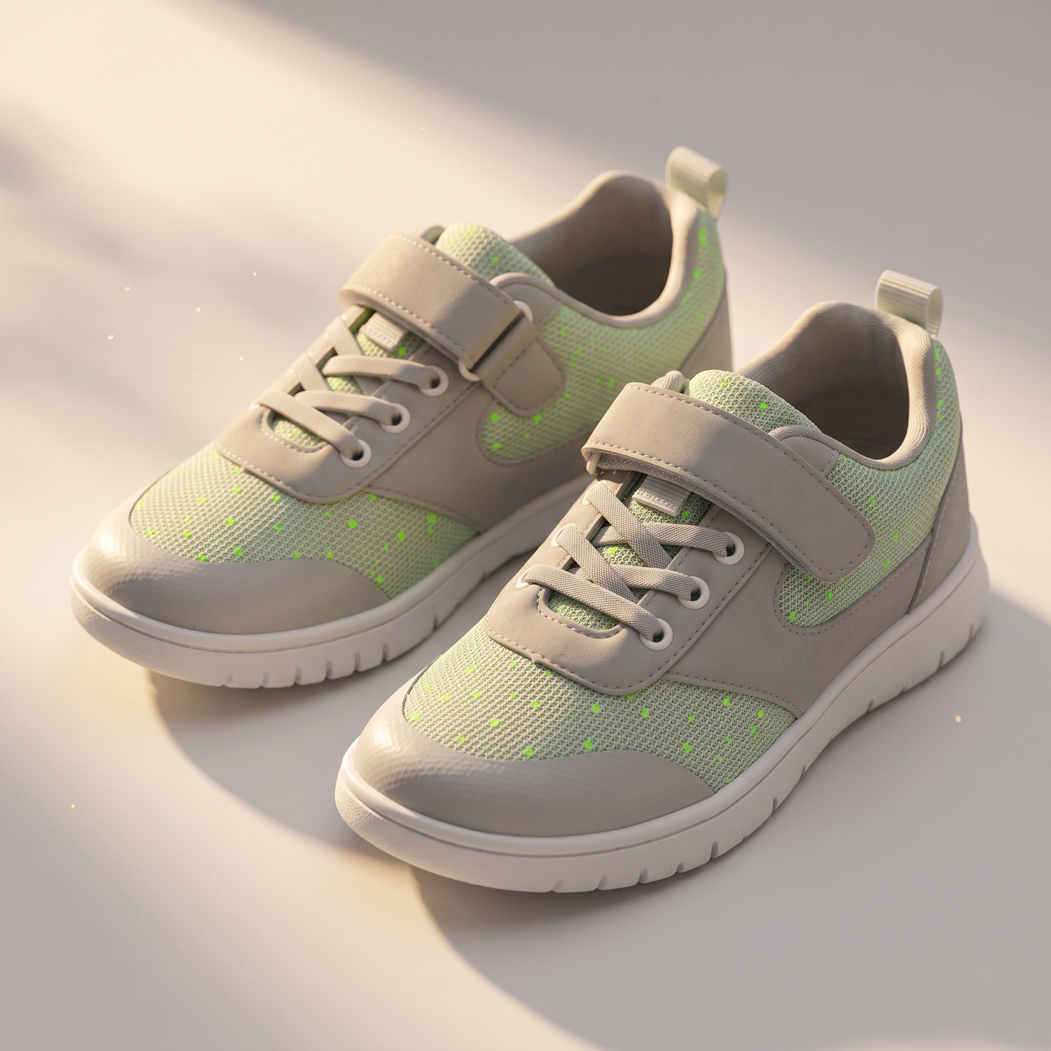 Sprint grey and green barefoot shoes for natural movement. Wide toe.