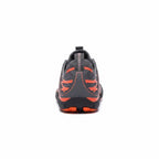 Rear view of the black and red Veiro Nomad barefoot shoe showing the heel construction and red outsole details