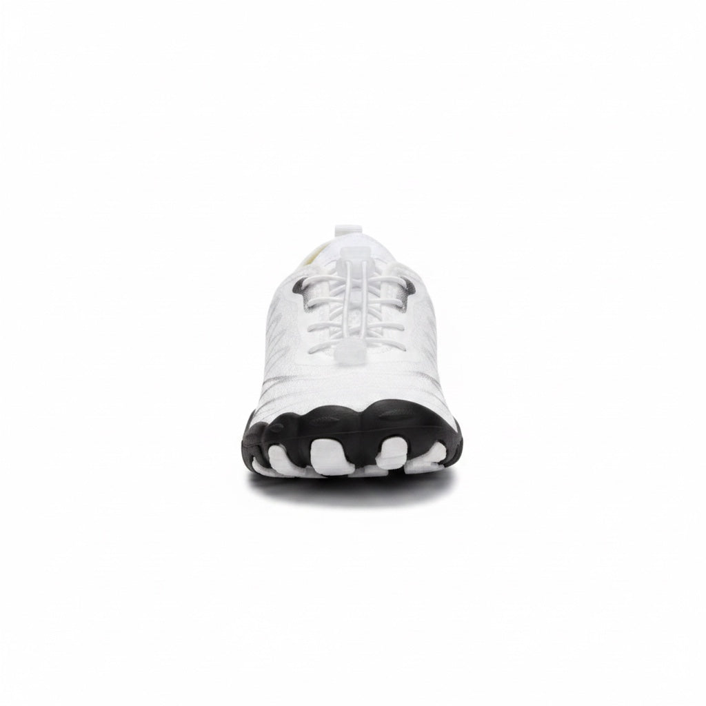Front view showing the natural foot shaped design and spacious toe area.