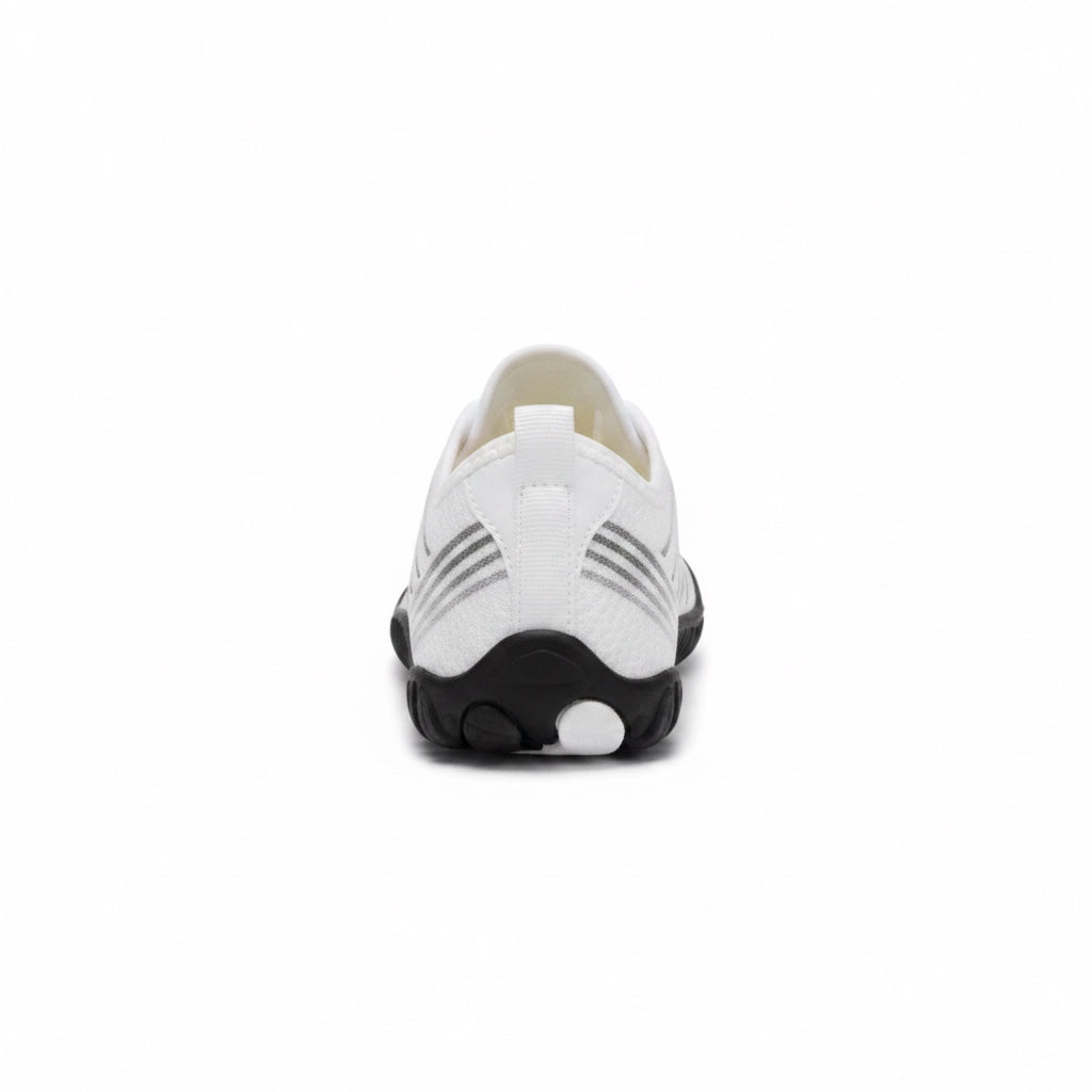 Rear view highlighting the heel design and supportive construction.