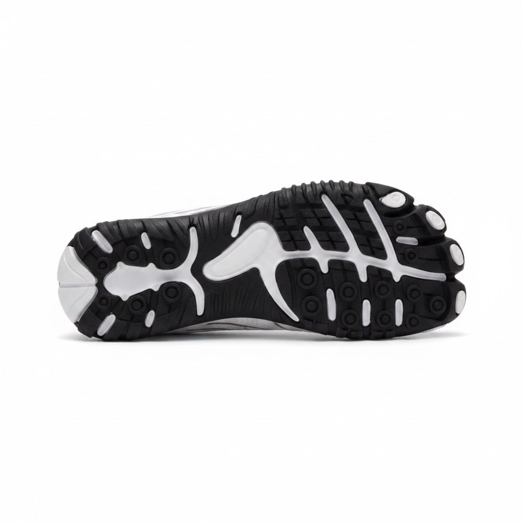 Bottom view showing the textured outsole designed for flexibility and grip.