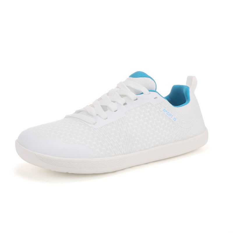White barefoot shoes with rubber sole wide toe for comfort and movement