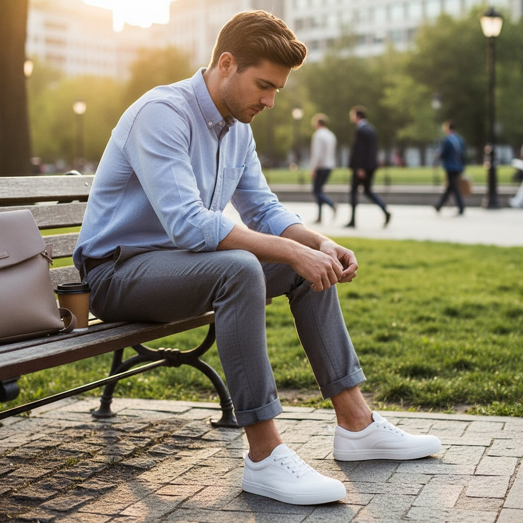 White Sprint barefoot shoes with white sole perfect for long day wide toe for comfort 