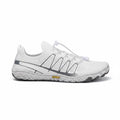 Side profile of the white unisex barefoot shoe showing its flexible sole and lightweight construction.