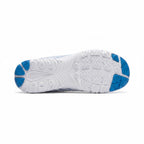 Bottom view showing the flexible outsole with blue grip sections.