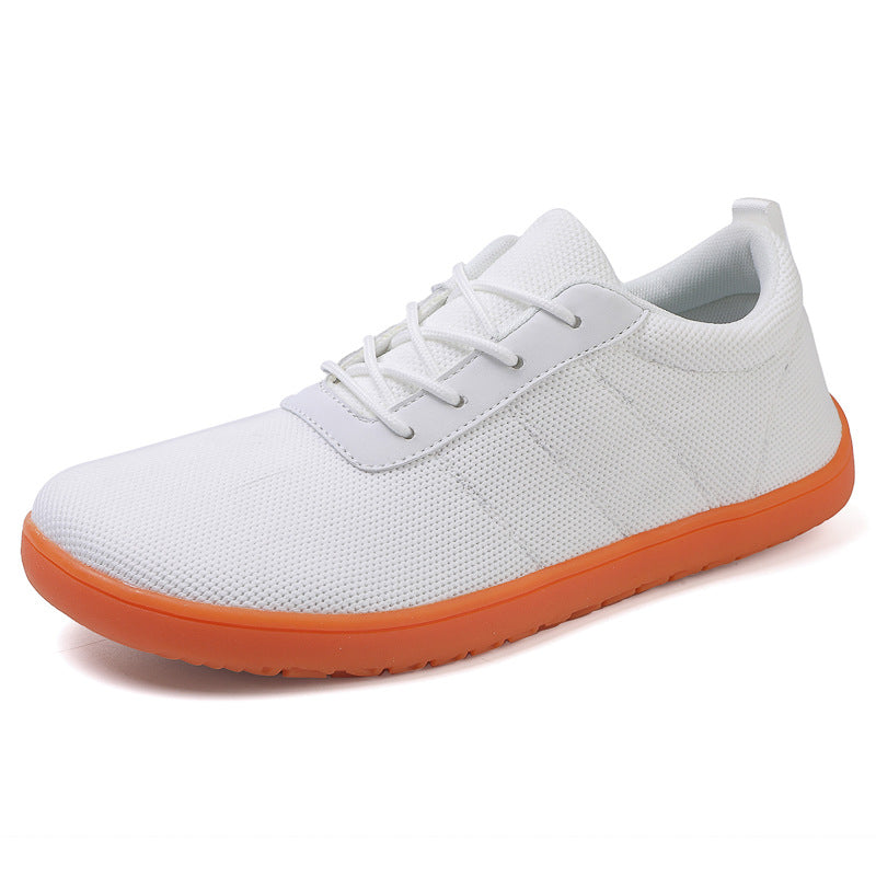 White knit Urban barefoot shoes with wide toe.