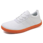 White knit Urban barefoot shoes with wide toe.